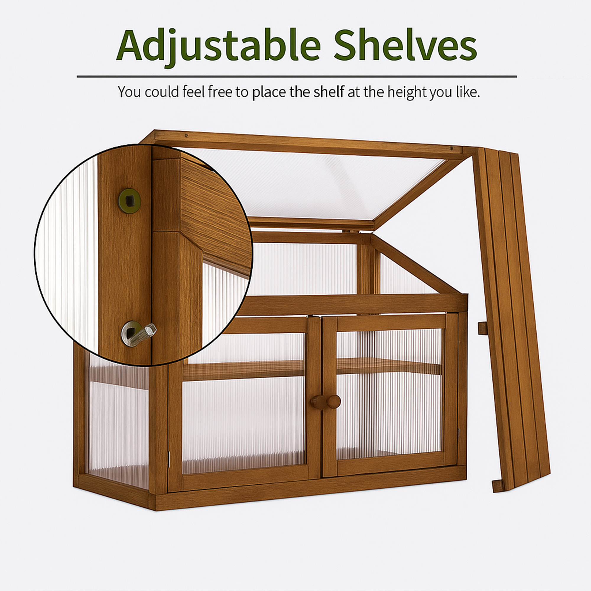 Kinto - Mini Serra 90x70x37 cm per Interno ed Esterno Porta Piante in Legno di Abete e Policarbonato