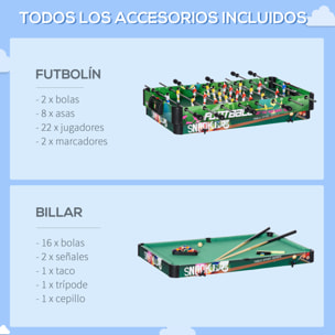 Mesa Multijuegos Plegable 6 en 1 Billar Futbolín Ping Pong Hockey 118x104x71 cm