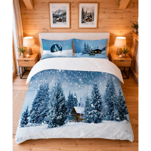 Parure Copripiumino Chalet paesaggio innevato 100% cotone