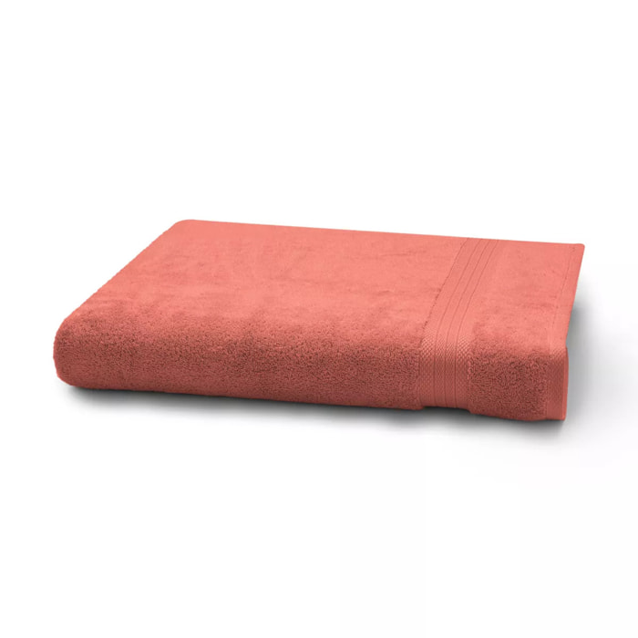 Drap de bain pur coton 550 g/m² uni rose Elea corail