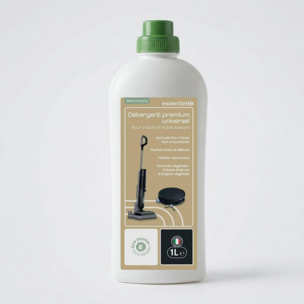 Détergent ESSENTIELB Liquide Nettoyant Sol Universel 1L pour Aspirateur Robot Laveur et Balai Laveur, Anti-Traces
