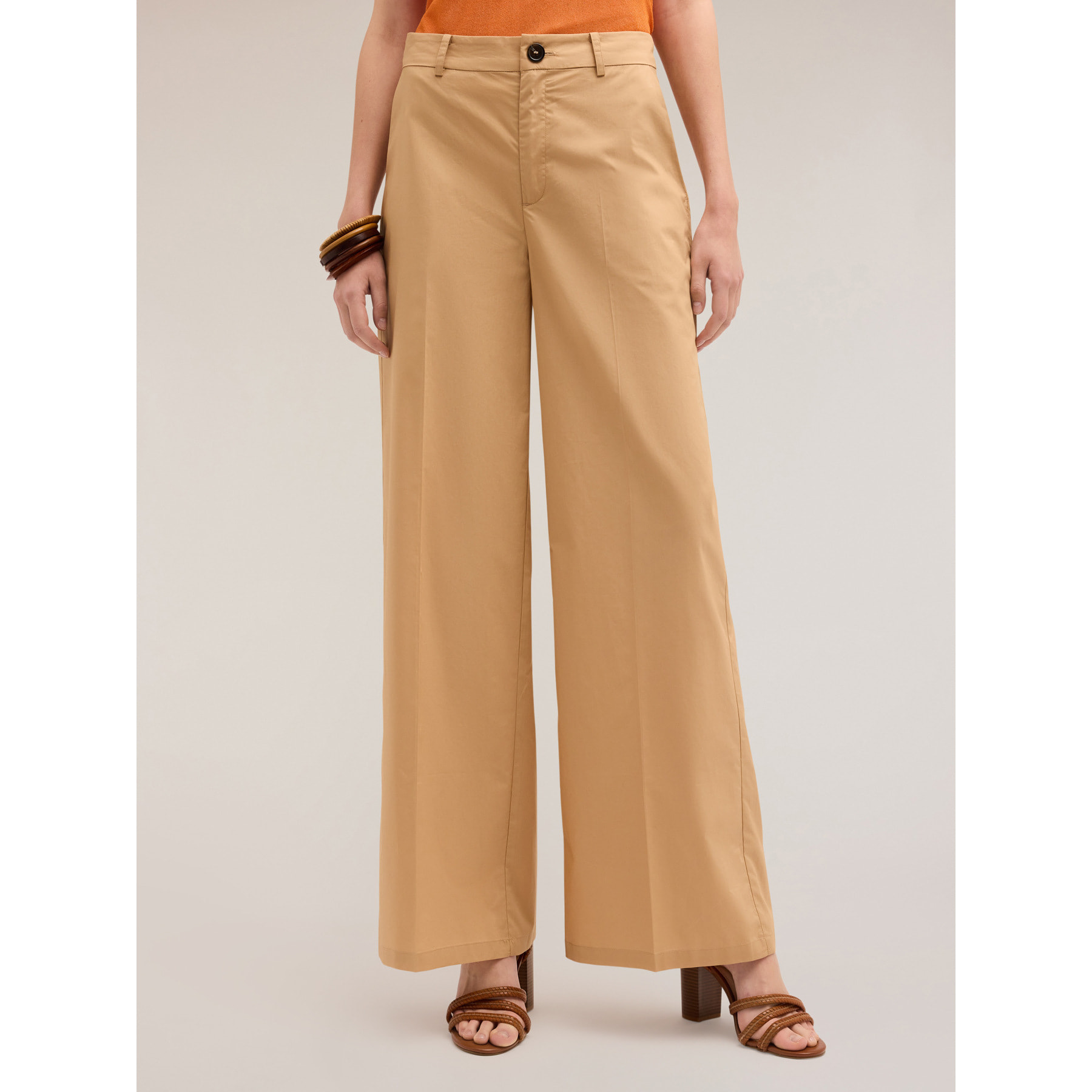 Motivi - Pantalón wide leg de algodón - Beige