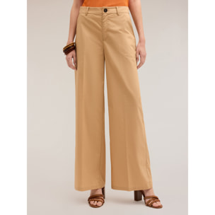 Motivi - Pantalón wide leg de algodón - Beige