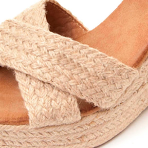 Sandalias de Cuña - Beige - Altura: 9 cm