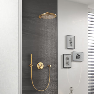 Ensemble douche de tête et bras 380 mm, 1 jet - Cool Sunrise brossé