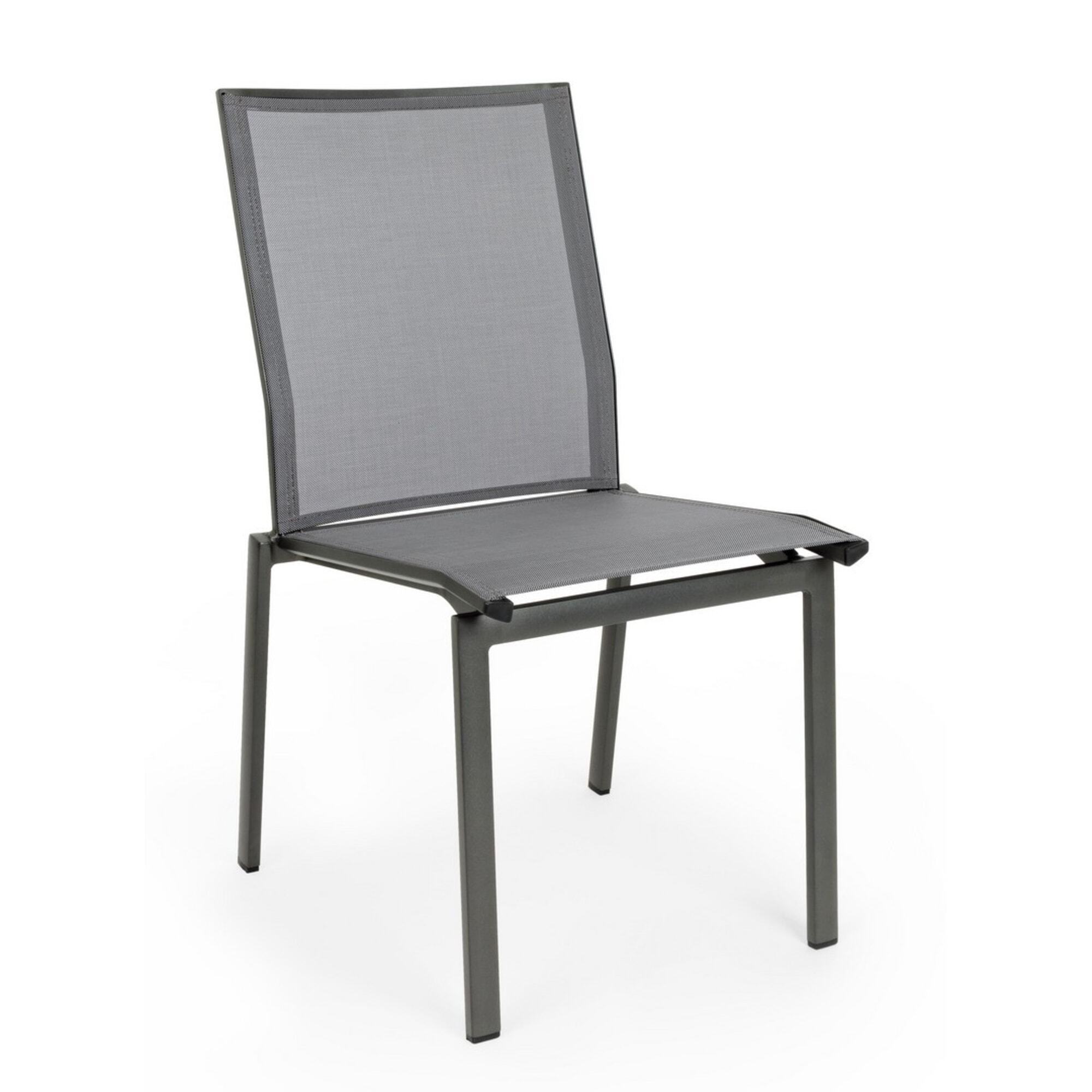 Set 4 sedie da giardino ZARAGOZA in textilene e alluminio antracite, impilabile