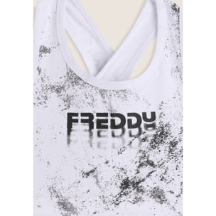 Top bambina effetto spray con incrocio posteriore