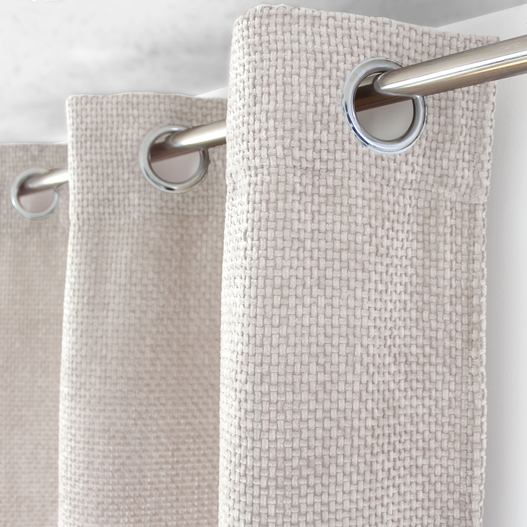 Rideau velours  - Effet chiné tamisant - Ecru