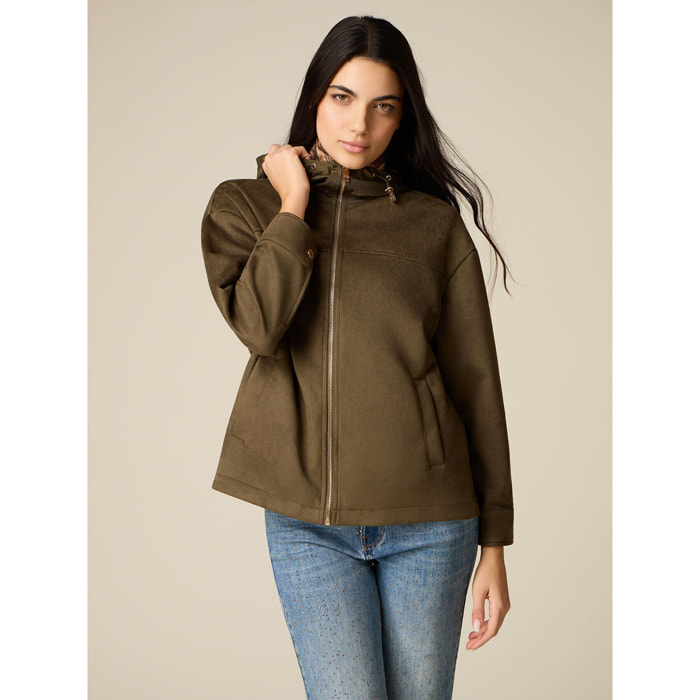 Oltre - Chaqueta con capucha y cremallera - Verde militare