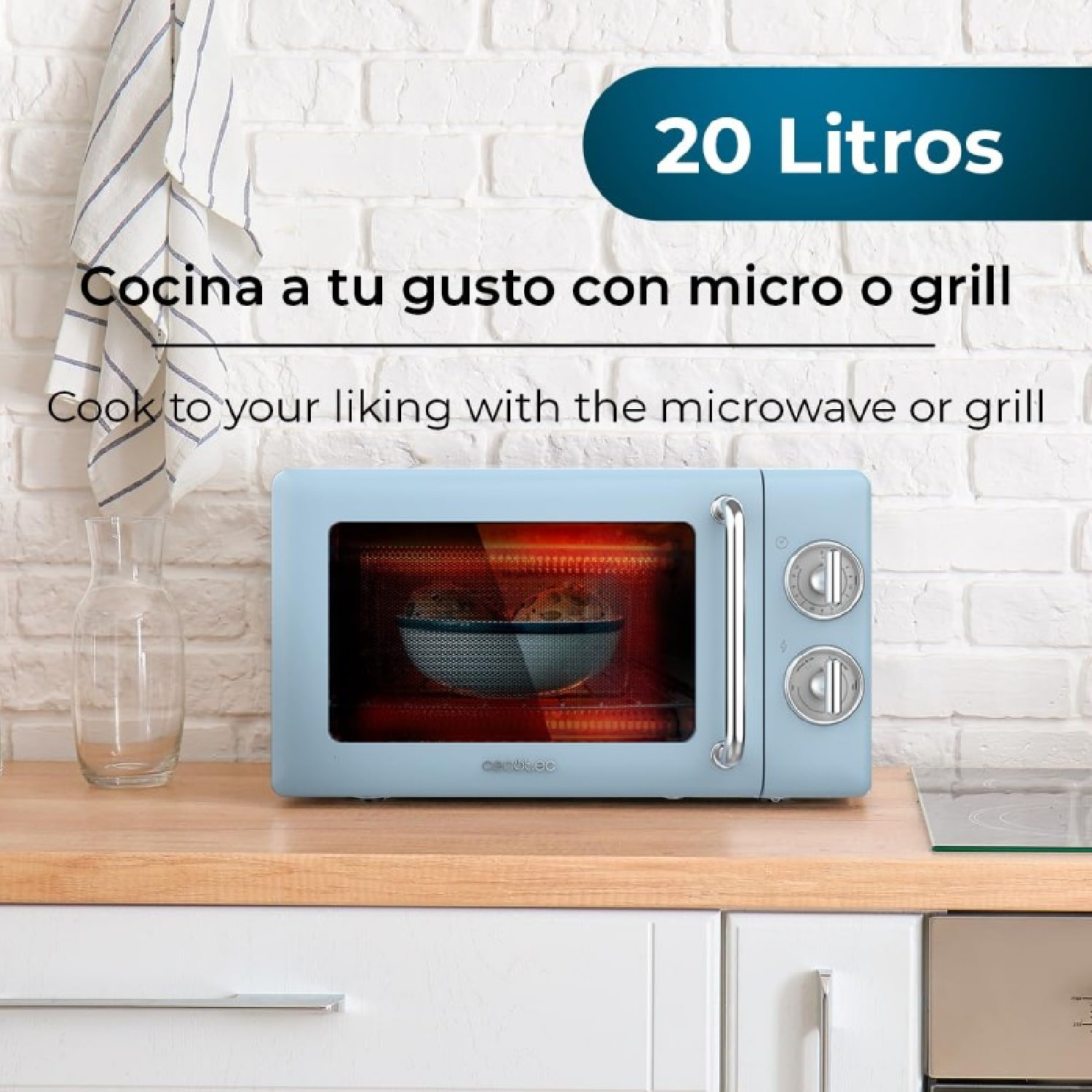 Microondas Mecánico con Grill de 20 L Proclean 3110 Retro Blue. 700 W en 6 Nivel