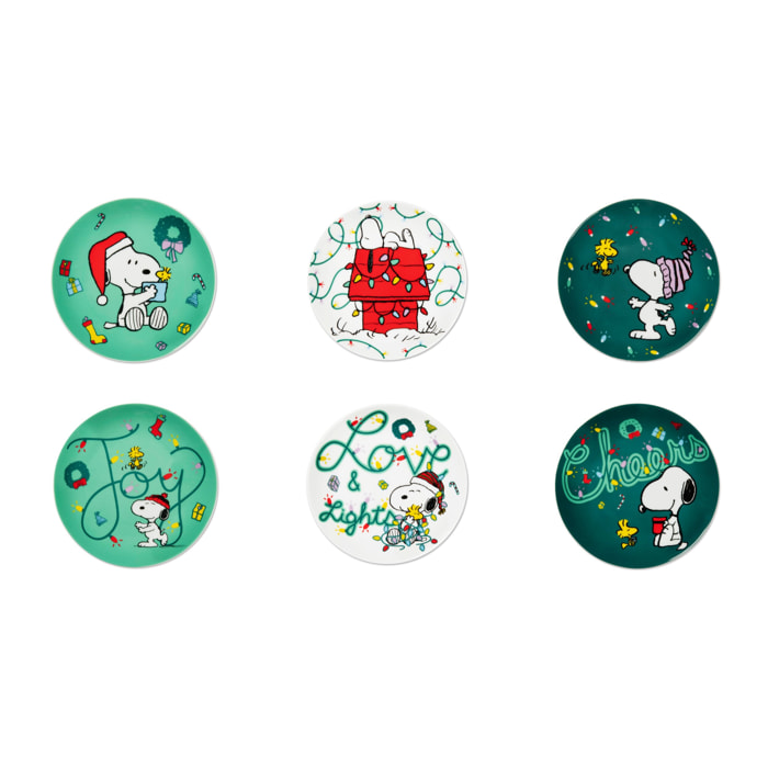 Set de 6 assiettes apéritif Excelsa - Peanuts Shiny And Bright, Porcelaine Multicolore