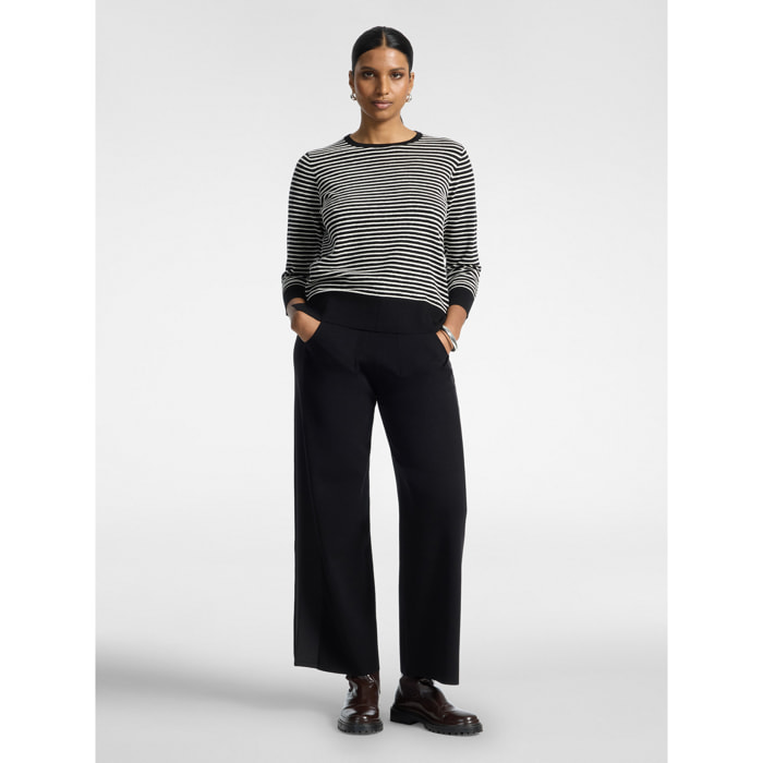 Elena Mirò - Pantalones palazzo de punto con cordón - Negro