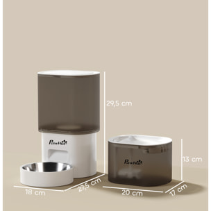 Comedero Gato Automático Dispensador Comida Gatos Perros de 3L con Control de App 1-10 Comidas al Día Filtros y Luz LED Juego de Comedero y Bebedero Automático Silencioso con Cable USB o Pilas