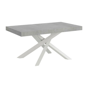 Mesa extensible 90x200/304 cm Volantis Cemento estructura blanco