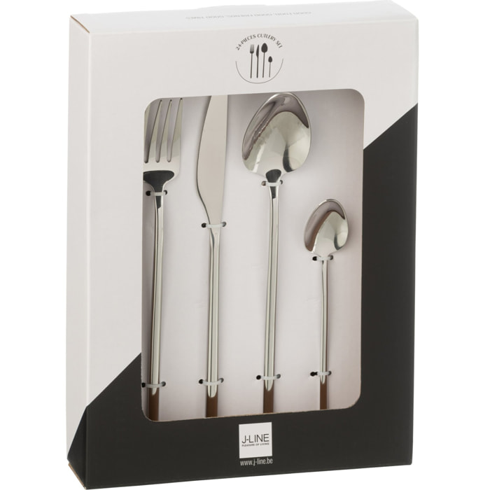 J-Line couvert - acier inoxydable - argent brillant - box de 24 pièces