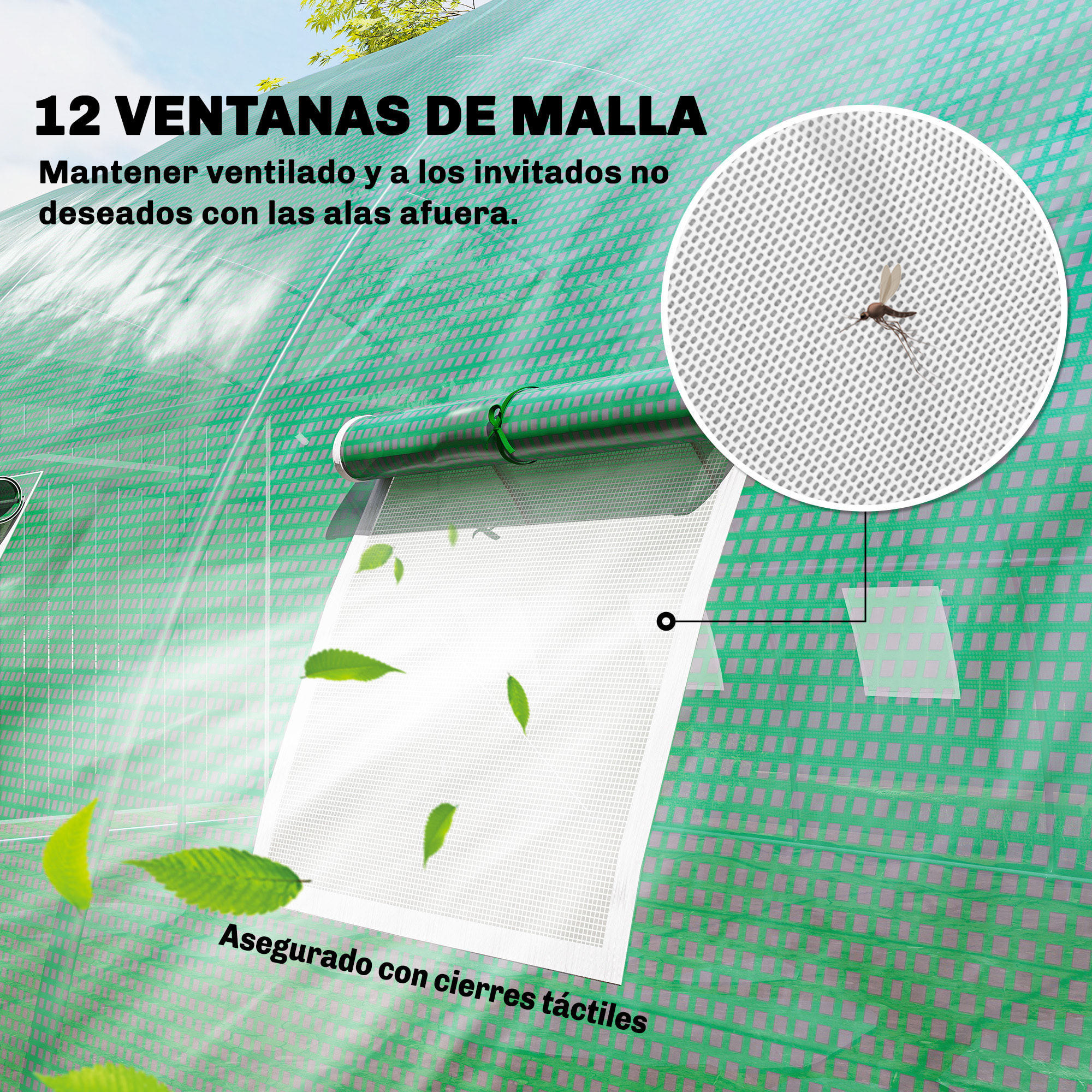 Invernadero de Exterior 6x4x2 m, Invernadero de Túnel con 2 Varillas de Soporte, Puertas Enrollables, Ventanas de Malla, Cubierta PE y Marco de Acero Galvanizado, Anti-UV, Impermeable, Verde