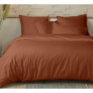 Parure housse de couette 2pcs 100% percale de coton 80 fils_ terracotta