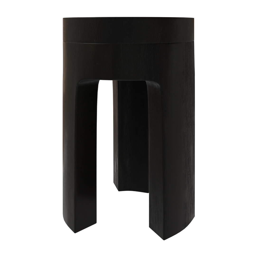 Table d'appoint noire en bois de suar D30 cm - Sonda