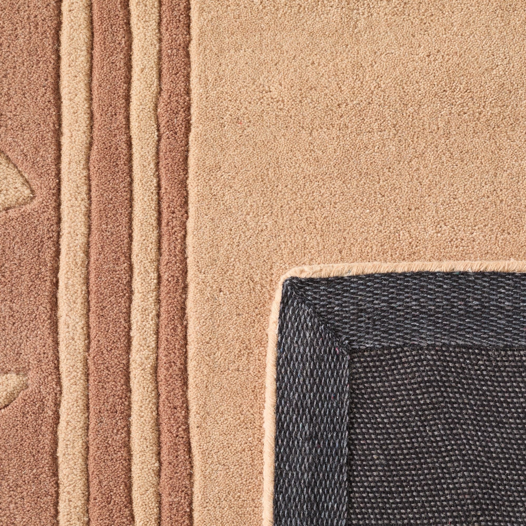 PANTONE - Tapis en laine fait main CEDRE BLANC à motif festonné marron