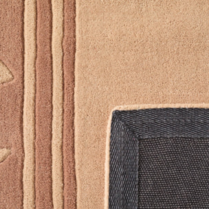 PANTONE - Tapis en laine fait main CEDRE BLANC à motif festonné marron