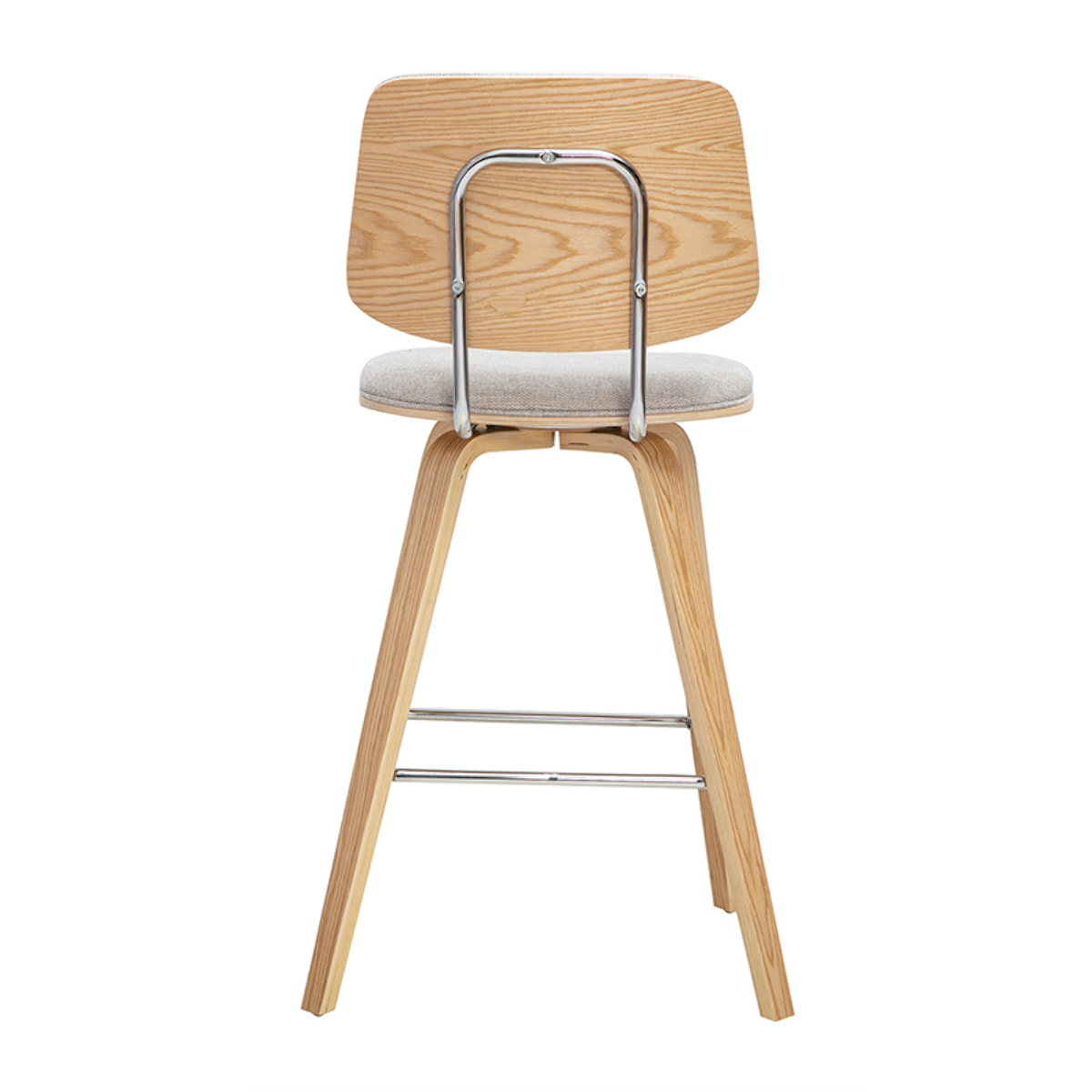 Tabourets de bar en tissu effet velours texturé beige et bois clair H66 cm (lot de 2) SEGUR