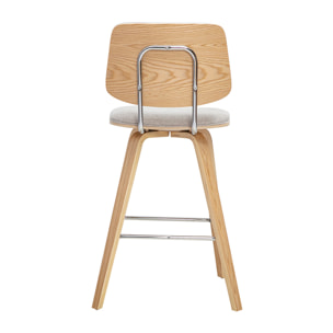 Tabourets de bar en tissu effet velours texturé beige et bois clair H66 cm (lot de 2) SEGUR