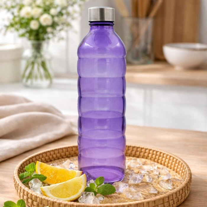 Bouteille violette en verre coloré, GLOUPOP