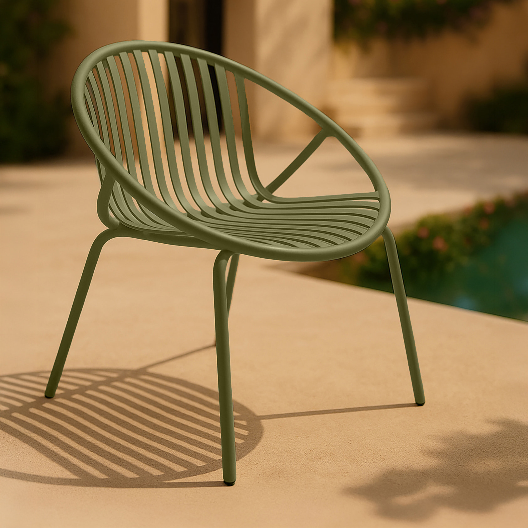 Salon de jardin 4 places en polypropylène vert CALYPSO