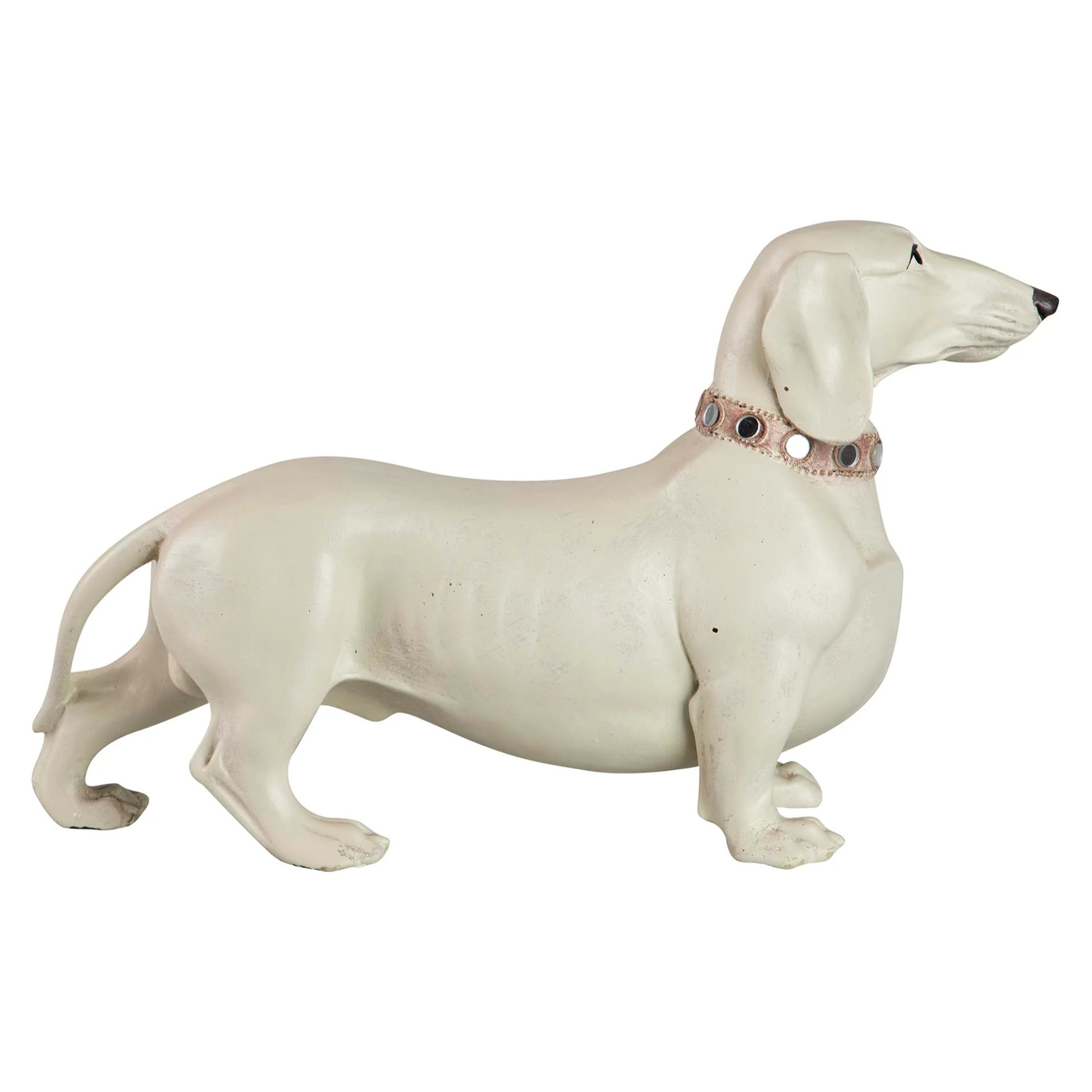 Figura Perro Teckel Resina Biege 42x15x25 Cm