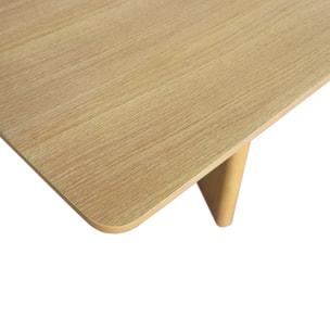Table à manger rectangulaire extensible bois d'hévéa et placage chêne naturel 6-8 places 170-210cm - Albane