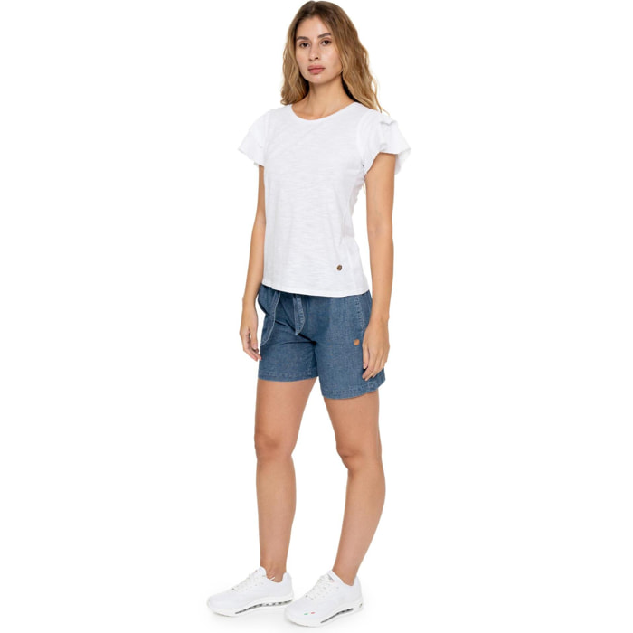 Camiseta de manga corta estilo safari urbano para mujer