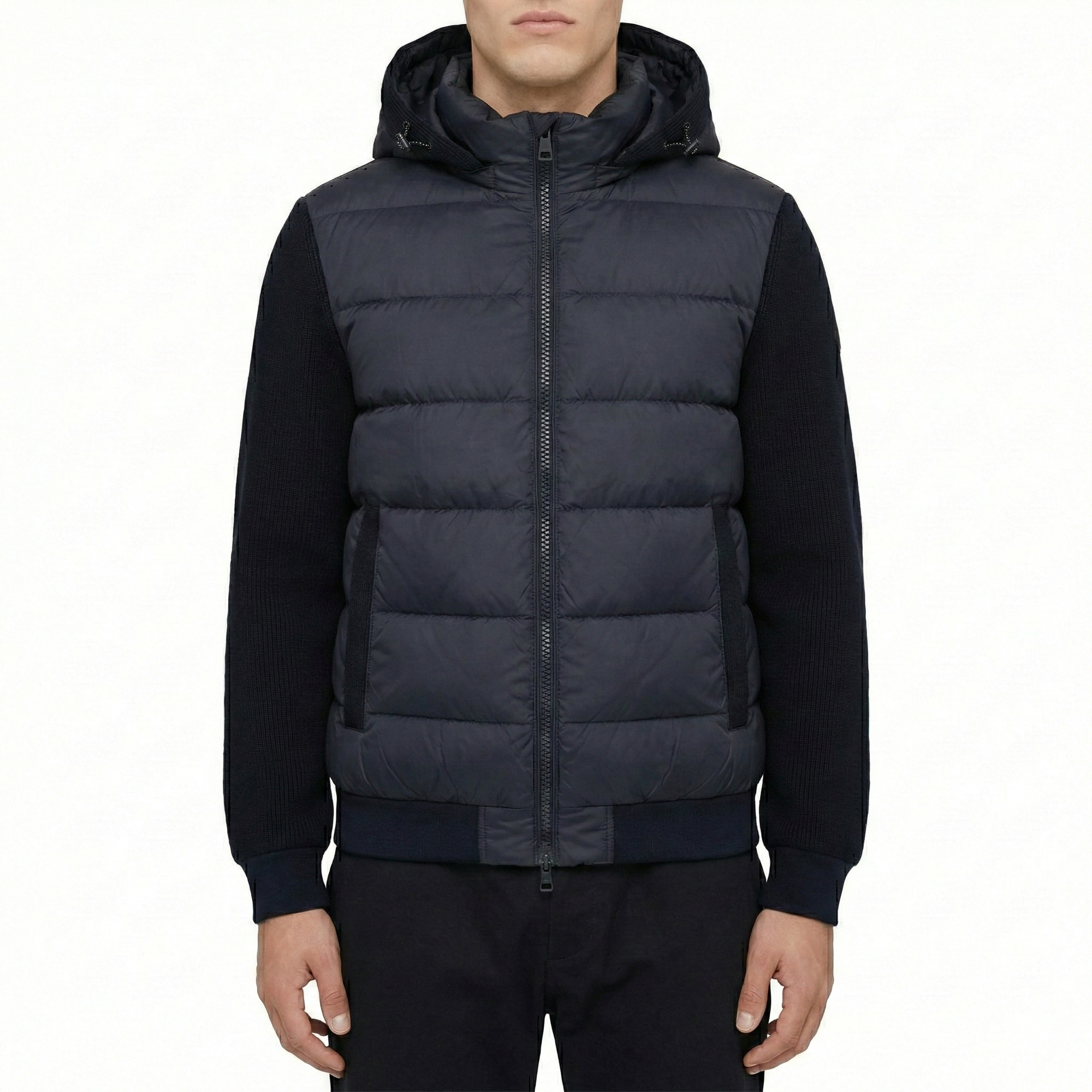 Giubbino con cappuccio e maniche in maglia