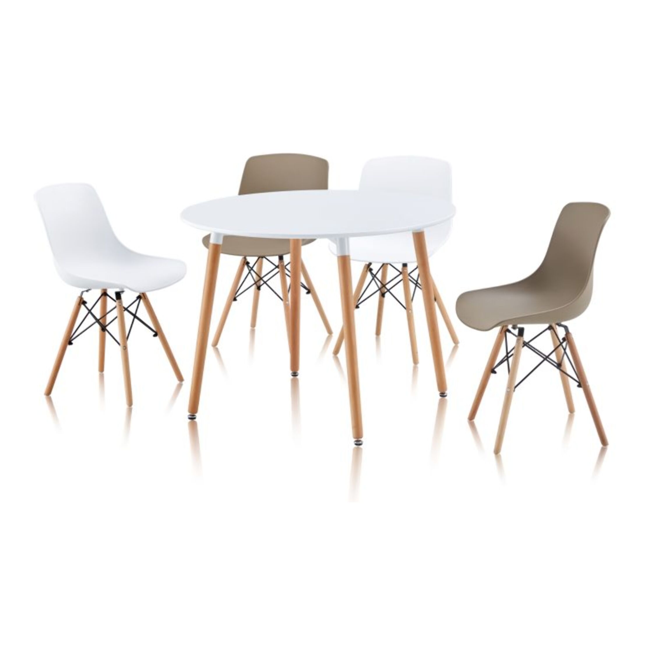 Mesa de comedor redonda Skandia Blanco - Madera de haya