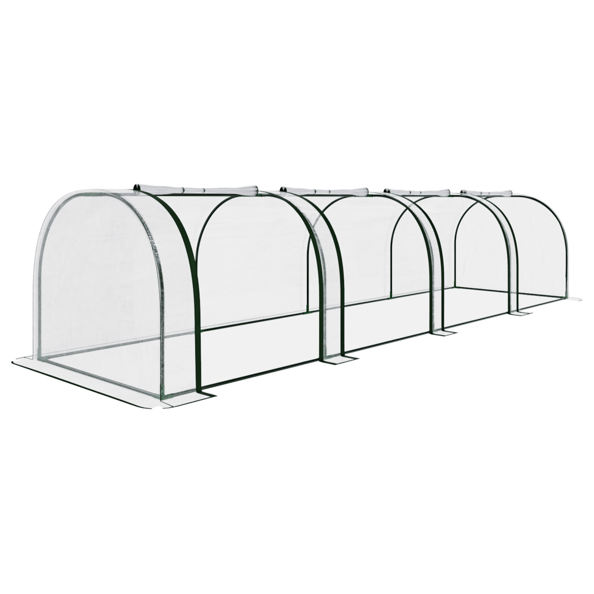 Serra A Tunnel in Acciaio Per Piante Fiori Orto Giardino Telo In PVC Trasparente Con 3 Porte Avvolgibili A Cerniera Protezione Piante 295x100x80 Cm