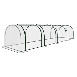 Serra A Tunnel in Acciaio Per Piante Fiori Orto Giardino Telo In PVC Trasparente Con 3 Porte Avvolgibili A Cerniera Protezione Piante 295x100x80 Cm