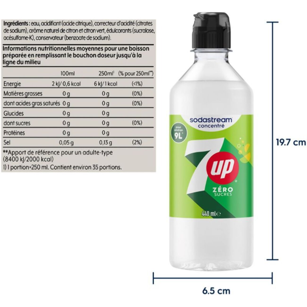 Concentré SODASTREAM 7UP FREE 440ML