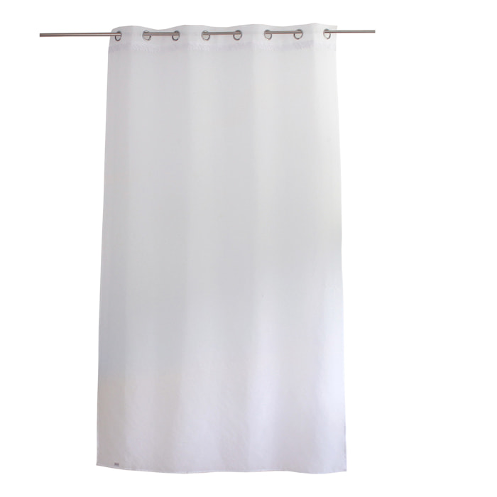 Voilage tamisant avec galon feuille en macramé - Blanc