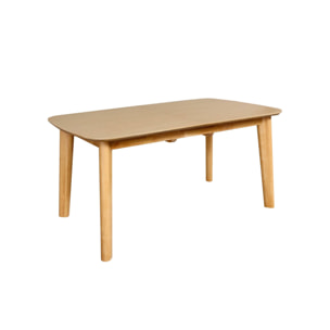 Table à manger extensible rectangulaire 160 - 210cm. placage chêne. teinte naturelle. L 160/210 x P 90 x H 76cm