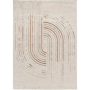 CANDELA Alfombra pelo corto geométrica con relieve crema y terracota, varias medidas disponibles