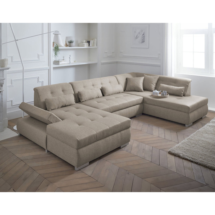 Vermont - canapé panoramique d'angle droit - 7 places - XXL - Beige