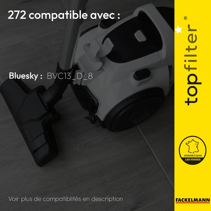 Lot de 4 packs de 2 sacs aspirateur 64272 Bluesky TopFilter Premium