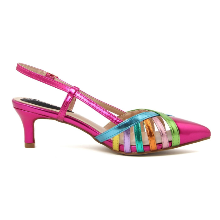 Slingback Donna colore Fuxia-Altezza tacco:6cm