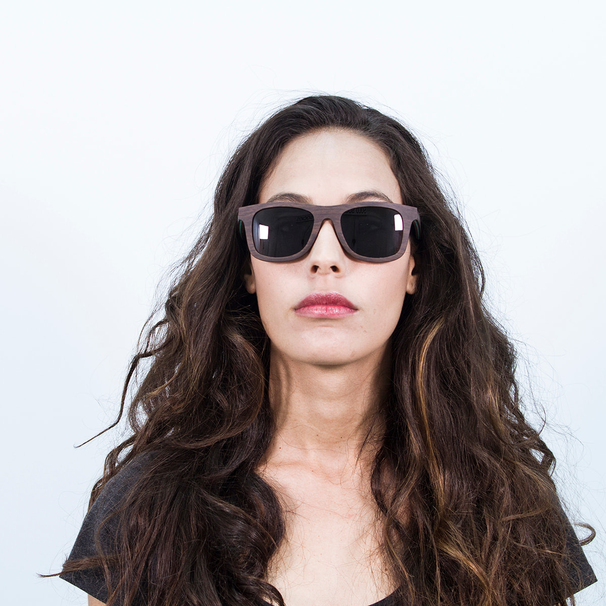 Gafas de sol OCEAN VENICE BEACH - De madera skate marrón oscuro con línea azul y / Ahumada
