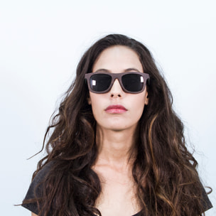 Gafas de sol OCEAN VENICE BEACH - De madera skate marrón oscuro con línea azul y / Ahumada