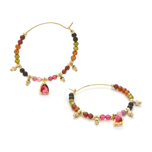 Pendientes de Turmalina Multicolor acabados en oro amarillo de 18k