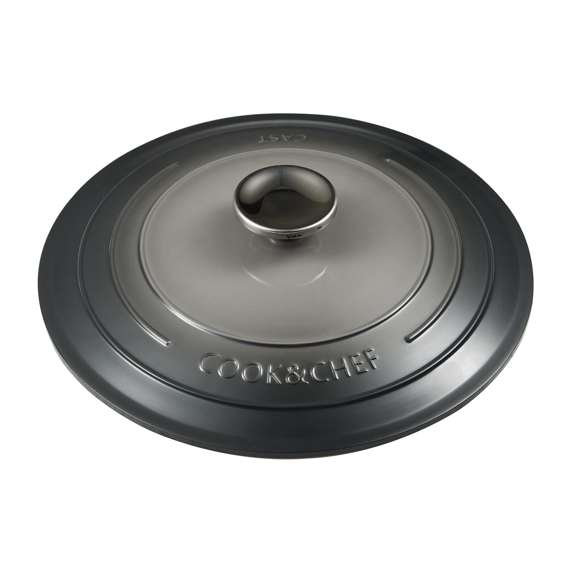 olla baja con tapa de ø24cm y 2,3l en aluminio fundido color gris