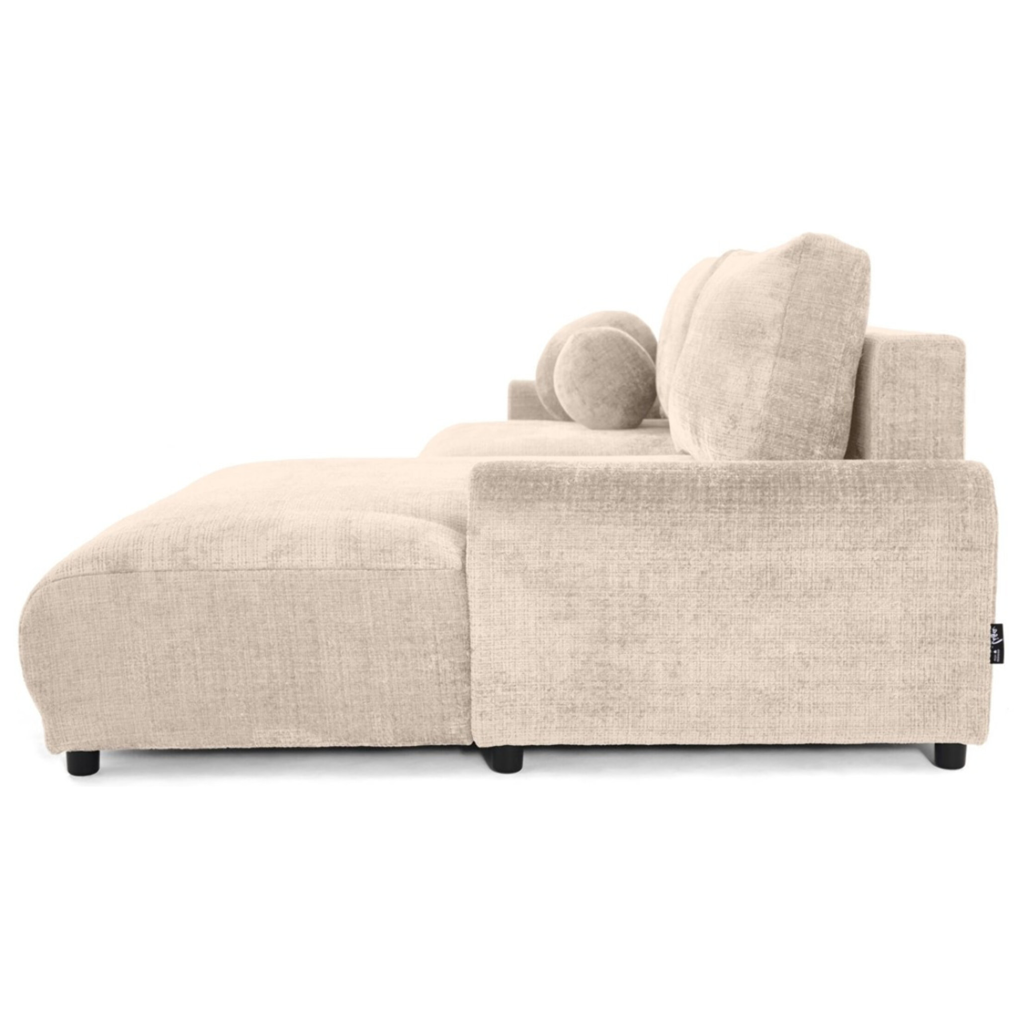 Nelly - canapé d'angle droit 4 places convertible avec coffre en velours texturé - Beige