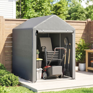 Abri de jardin tente de stockage portable abri de vélo garage pour extérieur avec cadre en métal galvanisé et grande porte, 1,2 x 1,8 m gris