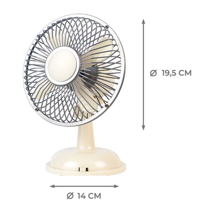 Ventilatore Da Tavolo Portatile Modello Vintage Bianco