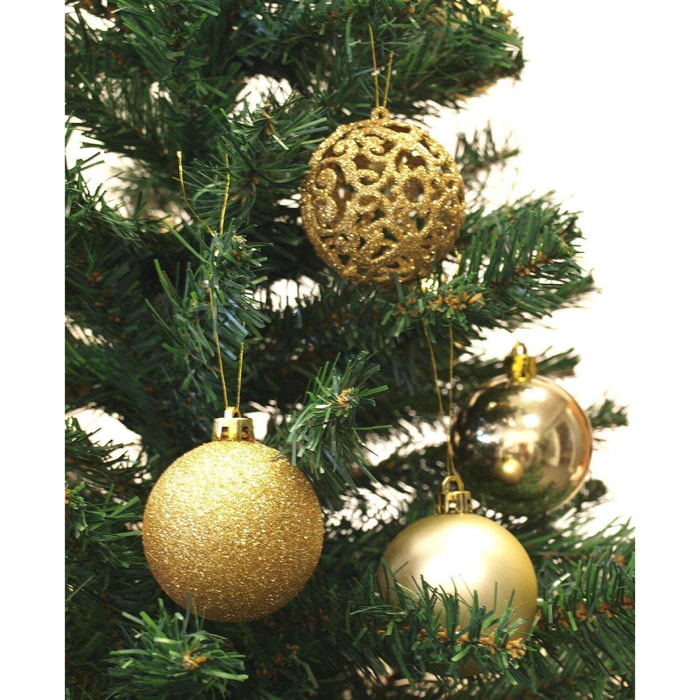 Confezione 100 Palline di Natale Colore Gold, Palle di Natale Diametro 3/4/6 cm, Addobbi E Decorazioni per Albero di Natale, Colore Oro